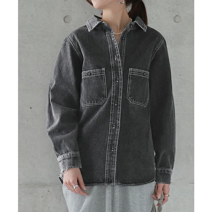 シャツ レディース デニムシャツ デニム トップス ブラウス デニムジャケット | HUG.U | 詳細画像2 