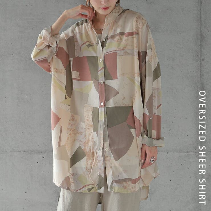 シャツ シアーシャツ レディース シアー トップス ブラウス バンドカラー | HUG.U | 詳細画像23 