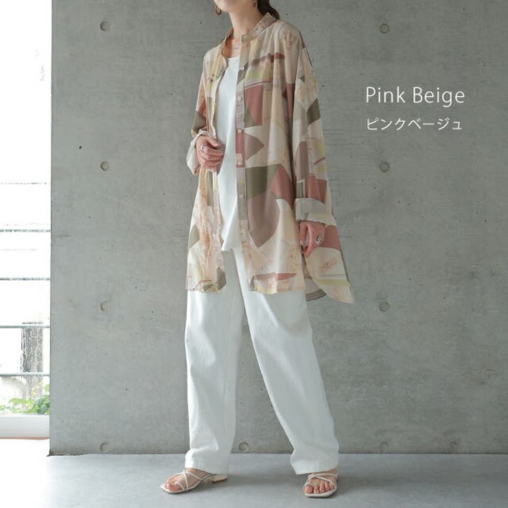 シャツ シアーシャツ レディース シアー トップス ブラウス バンドカラー | HUG.U | 詳細画像8 