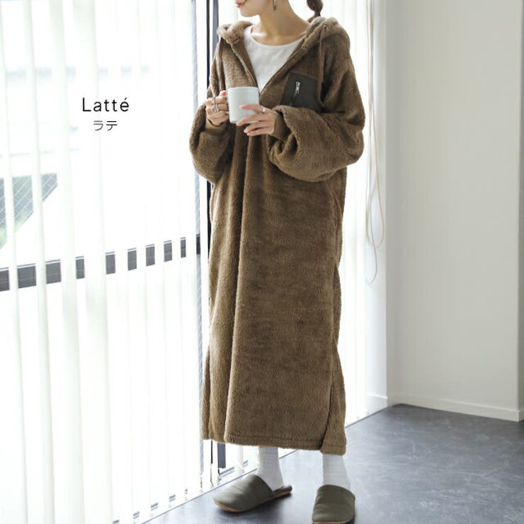 ワンピース ロング 長袖 レディース 着る毛布 ボア ロングワンピース パーカ | HUG.U | 詳細画像13 