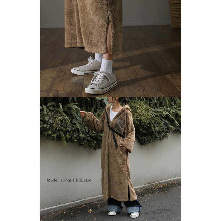 ワンピース ロング 長袖 レディース 着る毛布 ボア ロングワンピース パーカ | HUG.U | 詳細画像17 