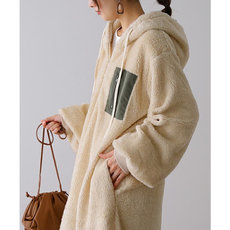 ワンピース ロング 長袖 レディース 着る毛布 ボア ロングワンピース パーカ | HUG.U | 詳細画像4 