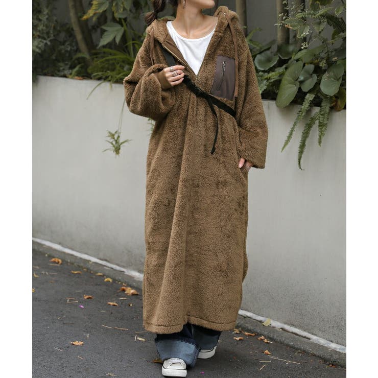 ワンピース ロング 長袖 レディース 着る毛布 ボア ロングワンピース パーカ | HUG.U | 詳細画像5 