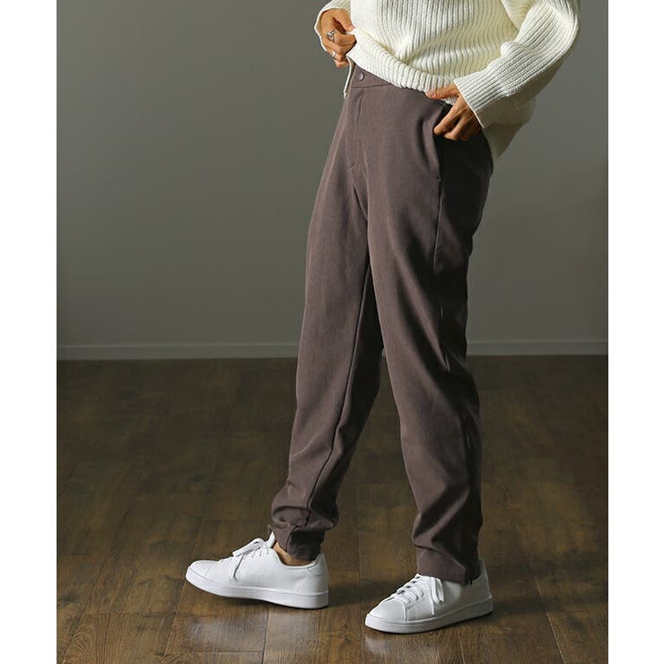 パンツ 裏起毛 ボトムス レディース ロング ゴム テーパード スリット 裏ボ | HUG.U | 詳細画像20 