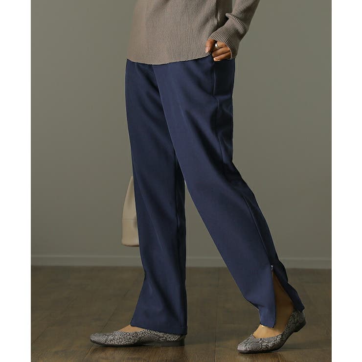 パンツ 裏起毛 ボトムス レディース ロング ゴム テーパード スリット 裏ボ | HUG.U | 詳細画像6 