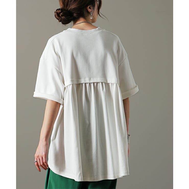 トップス Tシャツ レディース バックギャザー カットソー バックフリル 二の | HUG.U | 詳細画像5 