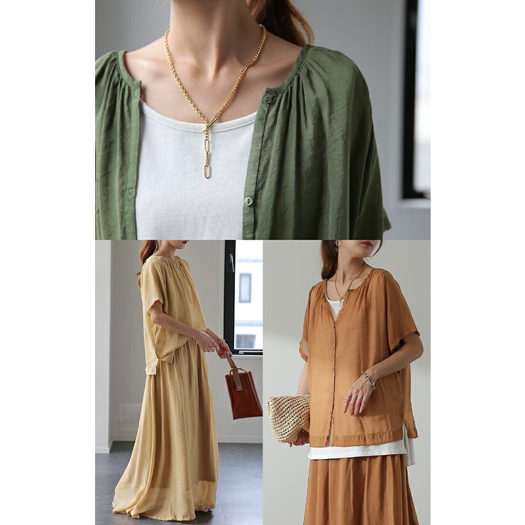 セットアップ レディース 涼しい 2点セット トップス スカート シアー 半袖 | HUG.U | 詳細画像23 