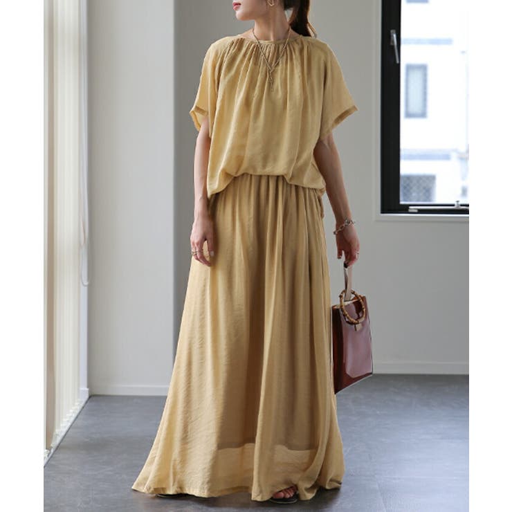 セットアップ レディース 涼しい 2点セット トップス スカート シアー 半袖 | HUG.U | 詳細画像5 