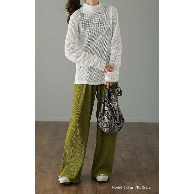 トップス レディース メッシュ メッシュニット レイヤード 透かし編みニット | HUG.U | 詳細画像20 