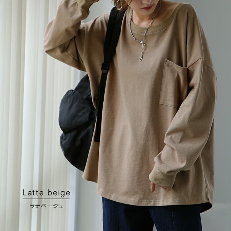 トップス レディース ロンT 綿100％ カットソー ポケット 長袖 T