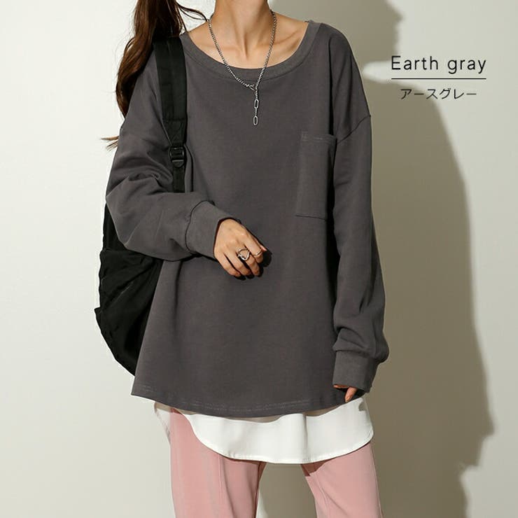 トップス レディース ロンT 綿100％ カットソー ポケット 長袖 Tシャツ | HUG.U | 詳細画像14 