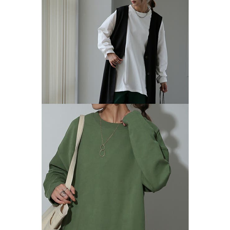 トップス レディース ロンT 綿100％ カットソー ポケット 長袖 Tシャツ | HUG.U | 詳細画像7 