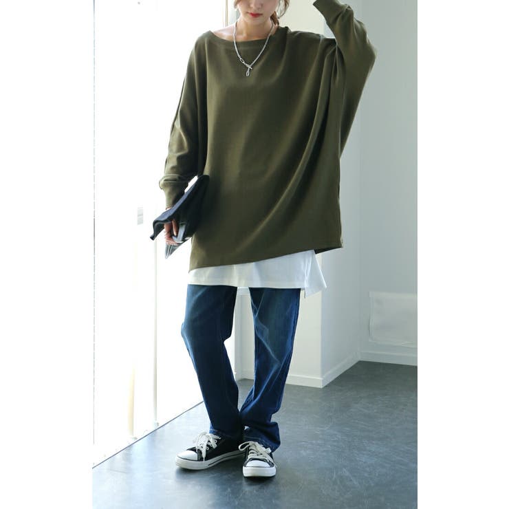 トップス レディース ロンT ドルマン カットソー 長袖 Tシャツ チュニック | HUG.U | 詳細画像9 