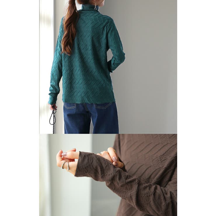 トップス レディース ハイネック インナー 長袖 カットソー タートル レイヤ | HUG.U | 詳細画像17 