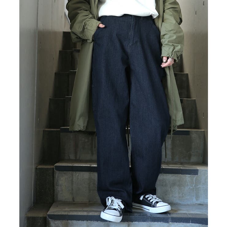 パンツ レディース チノ デニム ストレート ワイドパンツ ボトムス ハイウエ | HUG.U | 詳細画像5 