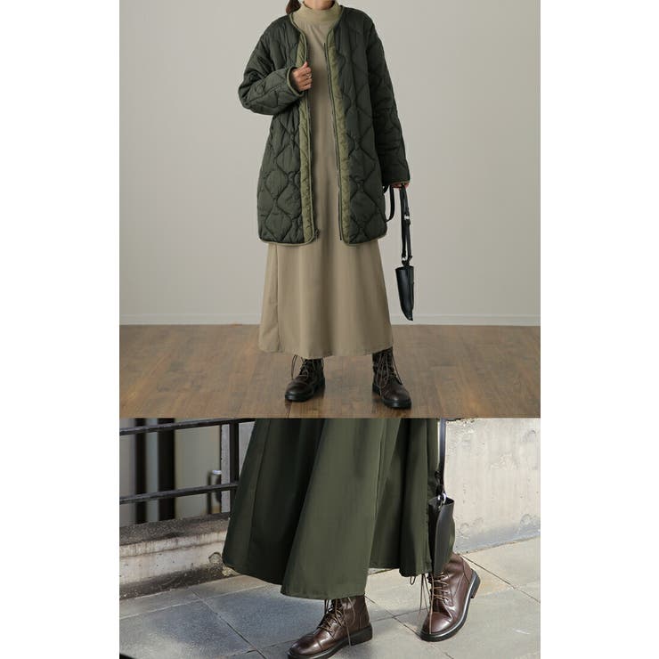 ワンピース ロング ワンピ ナイロン ハイネック 長袖 ロングワンピース 体型 | HUG.U | 詳細画像15 