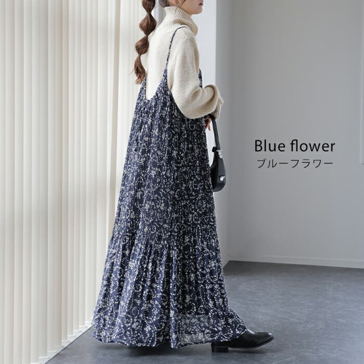 ワンピース u! ワンピース ロング 花柄 シフォン レディース キャミワンピ 透け