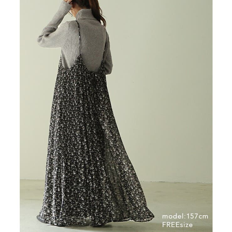 ワンピース ロング 花柄 シフォン レディース キャミワンピ 透け