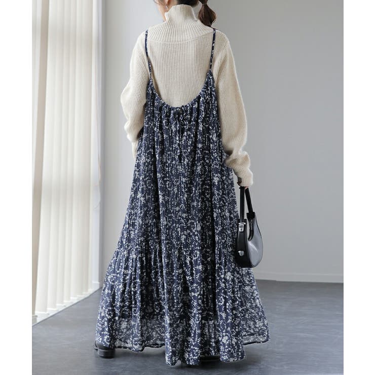 ロング キャミワンピース 花柄 シフォン r-2188 HUG.U ワンピース ロング 花柄 シフォン レディース キャミ