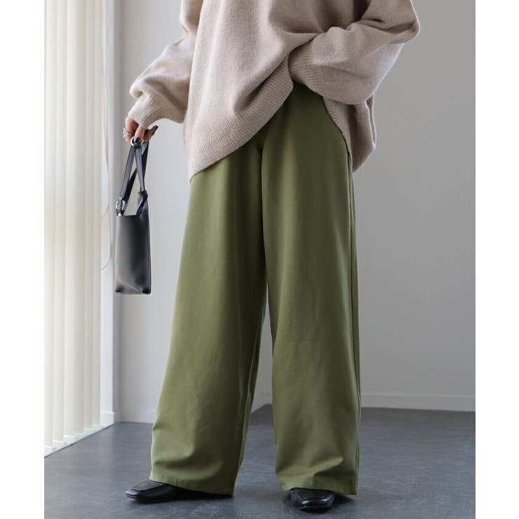 ワイドパンツ レディース パンツ ワイド スラックス ボトムス ゴム ハイウエ