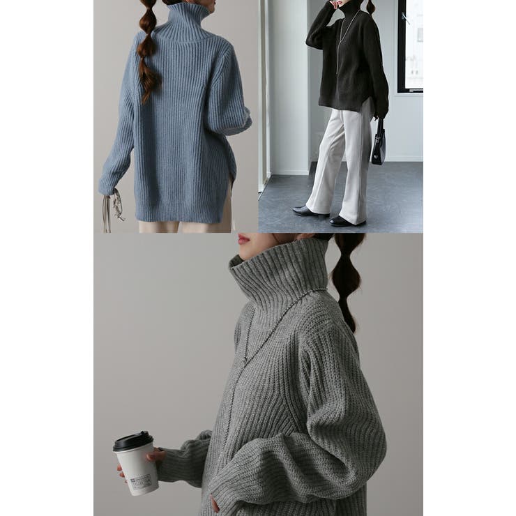 ニット レディース トップス タートルネック セーター ハイネック 長袖 ター | HUG.U | 詳細画像23 