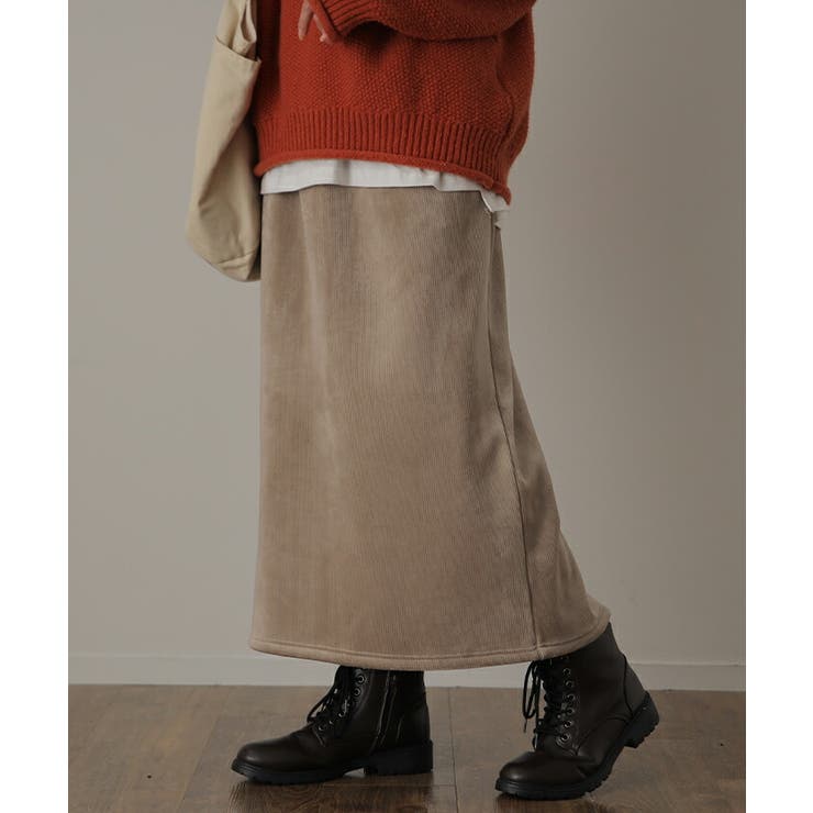 スカート 裏起毛 裏ボア ロングスカート 暖か ゴム ストレッチ 厚手 極暖 | HUG.U | 詳細画像5 