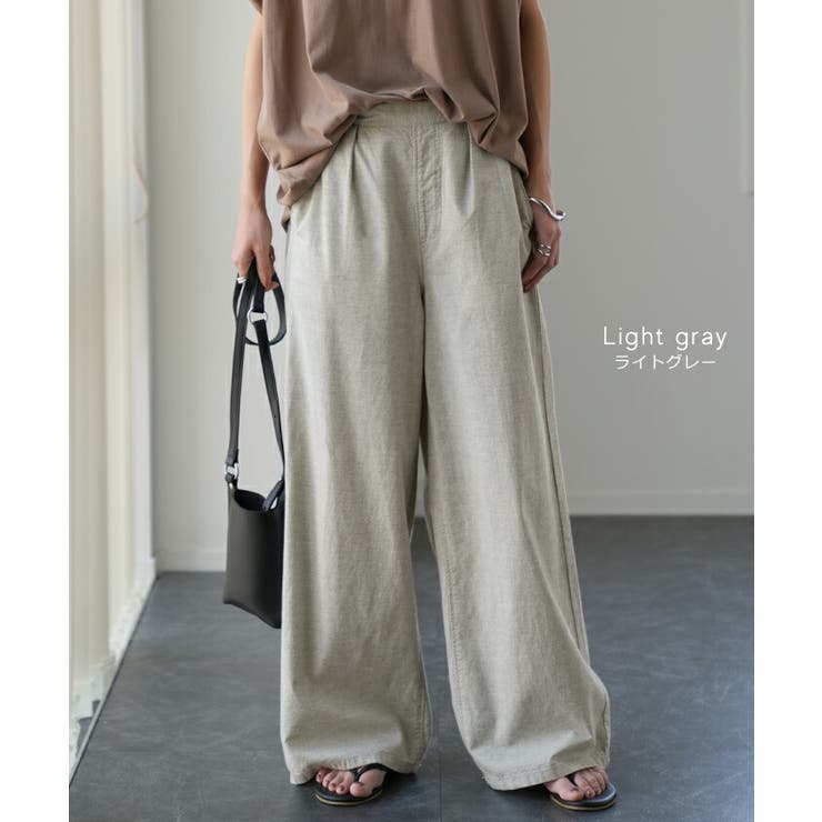 ワイドパンツ レディース 綿100% パンツ ナチュラル ロング ゴム 綿 コ | HUG.U | 詳細画像11 