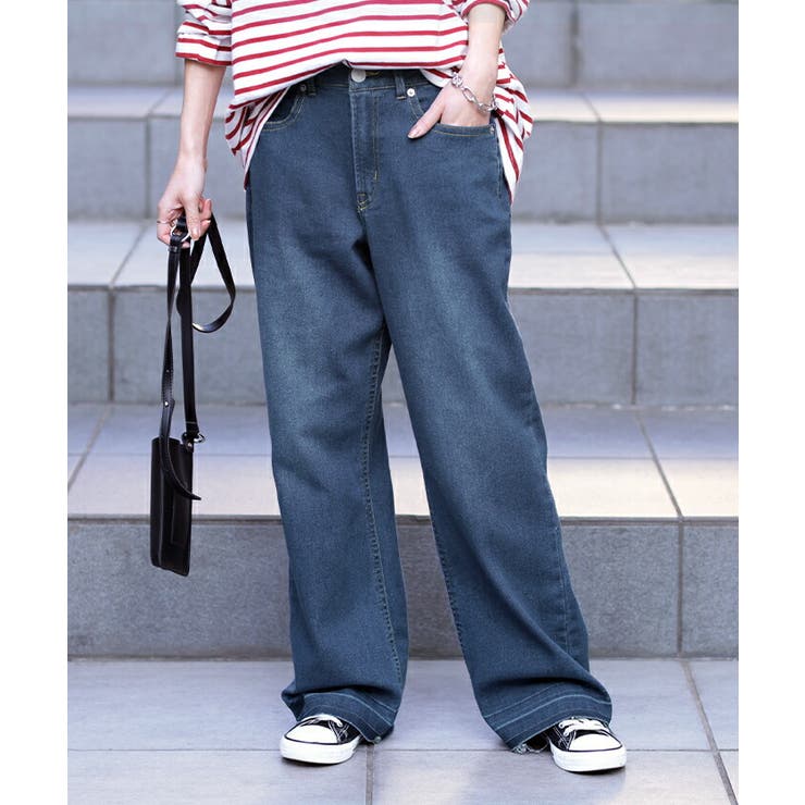 デニム レディース パンツ バギーパンツ デニムパンツ ハイライズ ストレート | HUG.U | 詳細画像5 