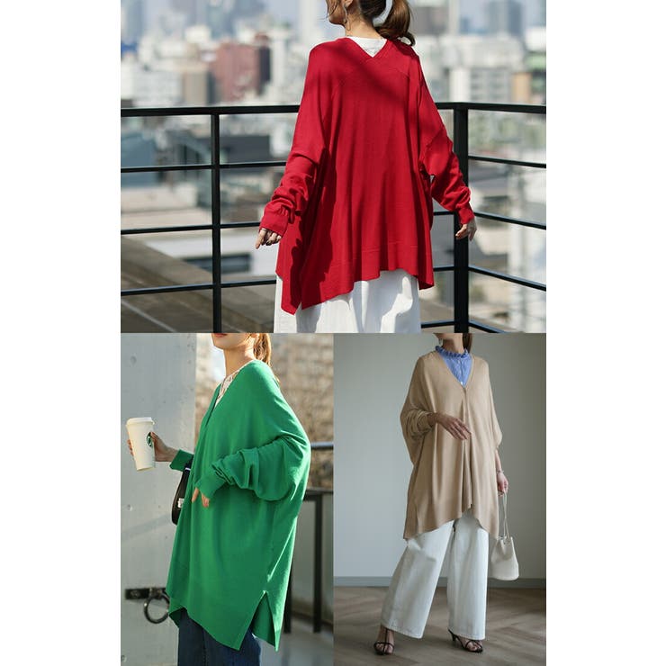 カーディガン レディース トップス 薄手 ニット 長袖 ゆったり 体型カバー | HUG.U | 詳細画像11 