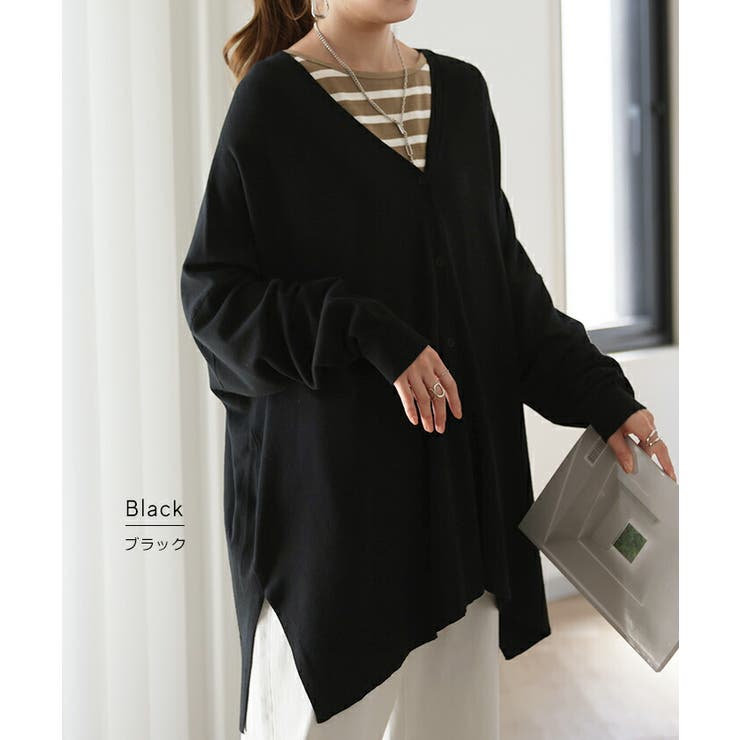 カーディガン レディース トップス 薄手 ニット 長袖 ゆったり 体型カバー | HUG.U | 詳細画像12 