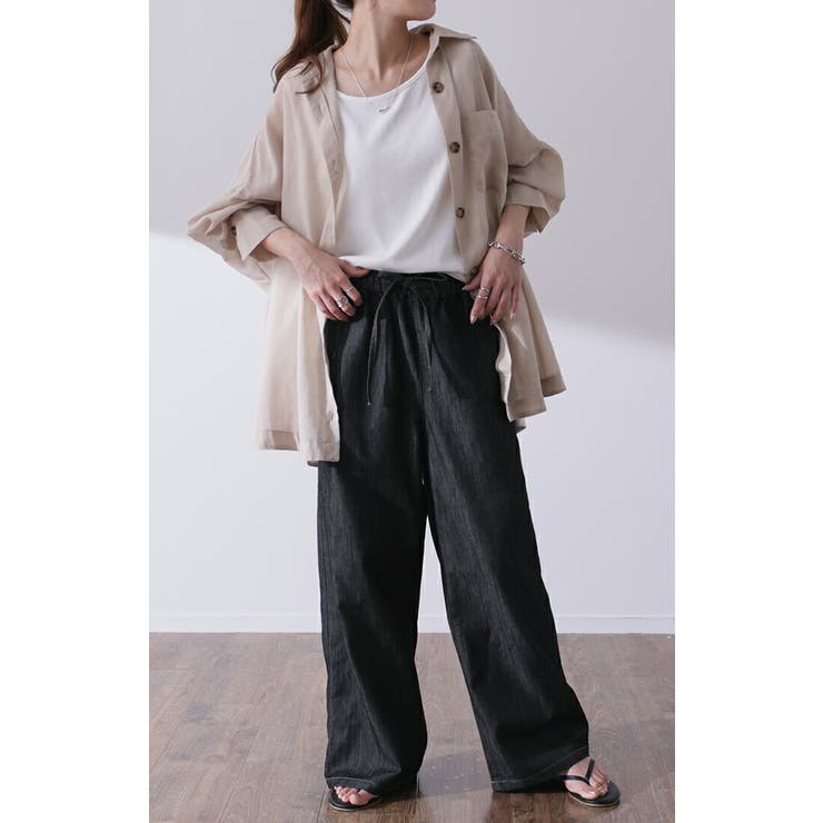 ワイドパンツ レディース デニム デニムパンツ ワイド ロング ゆったり ジー | HUG.U | 詳細画像19 