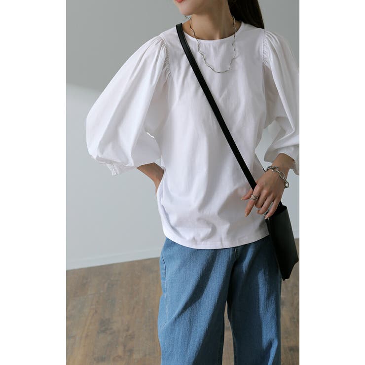 Tシャツ レディース トップス パフスリーブ 半袖 バルーン ぽわん袖 きれい | HUG.U | 詳細画像22 