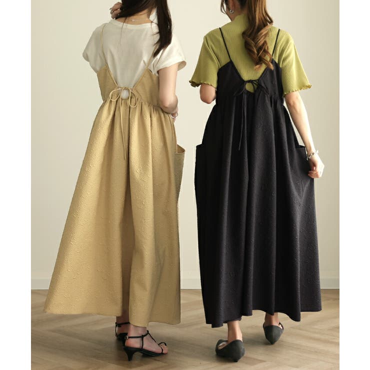 ワンピース レディース ジャガード キャミワンピース キャミ