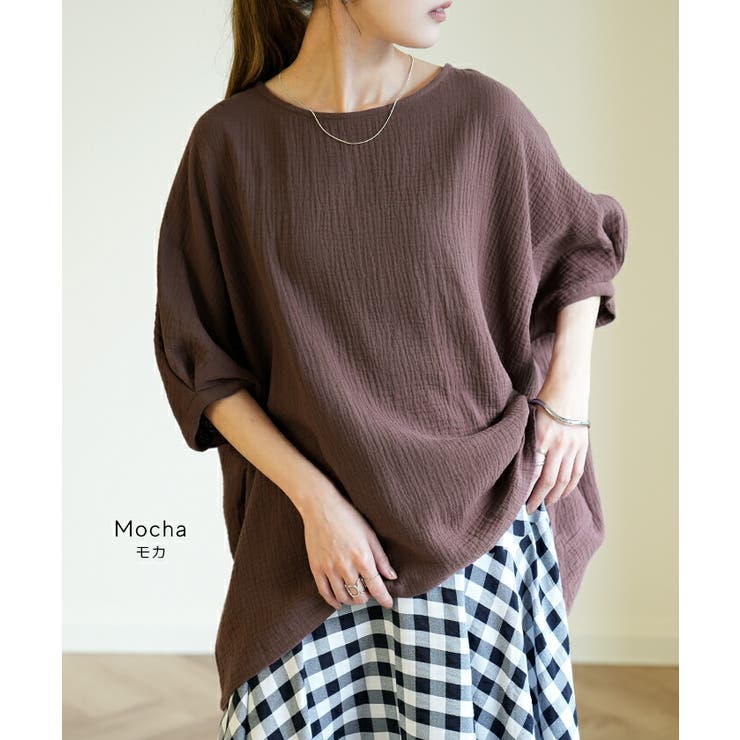 Tシャツ レディース トップス ダブルガーゼ ガーゼ 綿 チュニック ナチュラ | HUG.U | 詳細画像20 