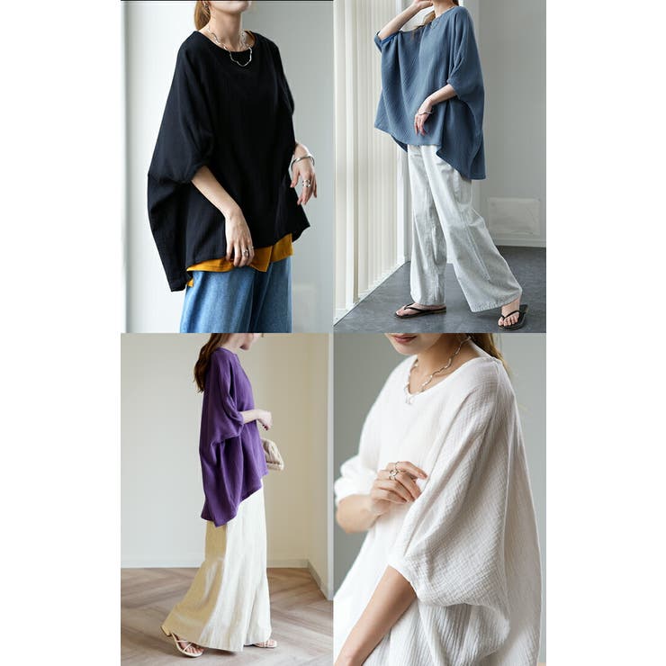 Tシャツ レディース トップス ダブルガーゼ ガーゼ 綿 チュニック ナチュラ | HUG.U | 詳細画像23 