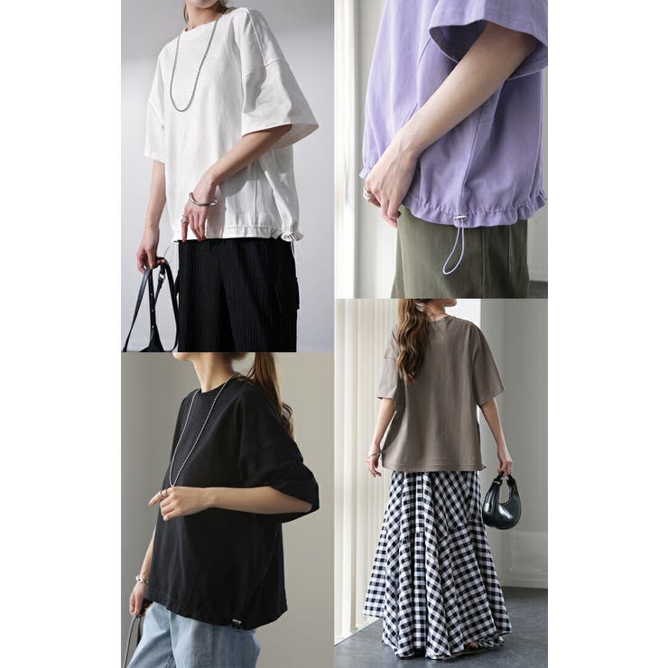 Tシャツ レディース トップス 綿 コットン 裾絞り 体型カバー 半袖 オーバ | HUG.U | 詳細画像23 