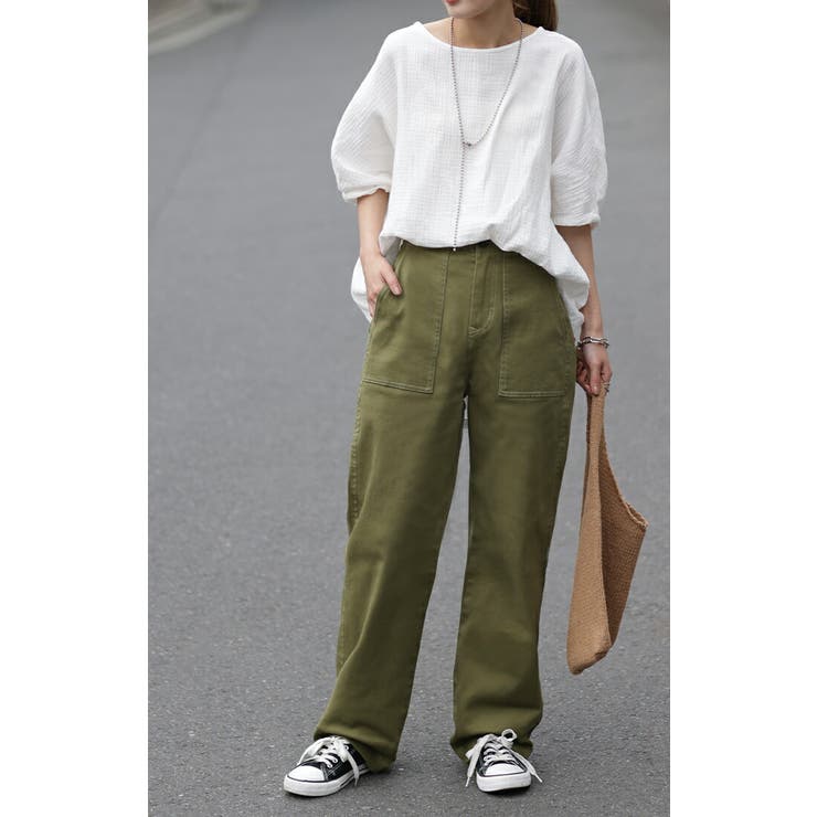【在庫あり/即出荷可】 パンツ ベイカーパンツ ストレッチ ワイドパンツ レディース パンツ