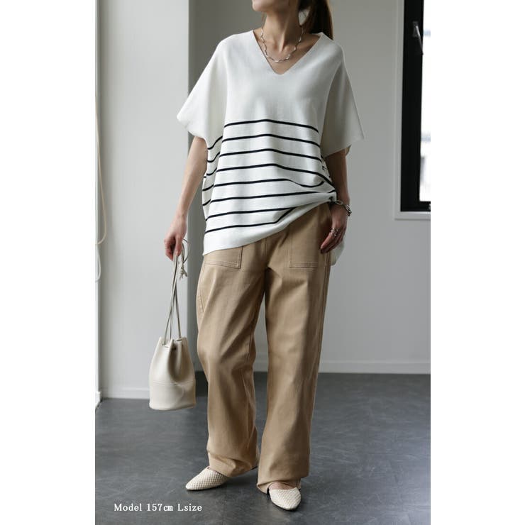 パンツ レディース ワイドパンツ ストレッチ ベイカーパンツ チノパン ゴム | HUG.U | 詳細画像9 