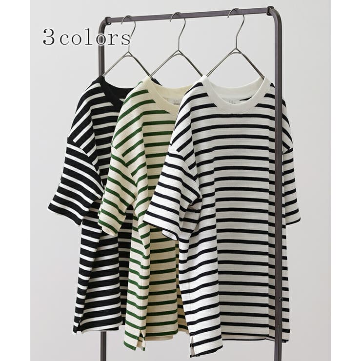 お歳暮 のし Tシャツ レディース ワッフル 速乾 吸水 ボーダー トップス トップス