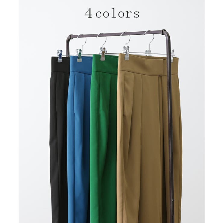 パンツ レディース タックパンツ スラックス カラーパンツ ロング ハイウエス | HUG.U | 詳細画像7 