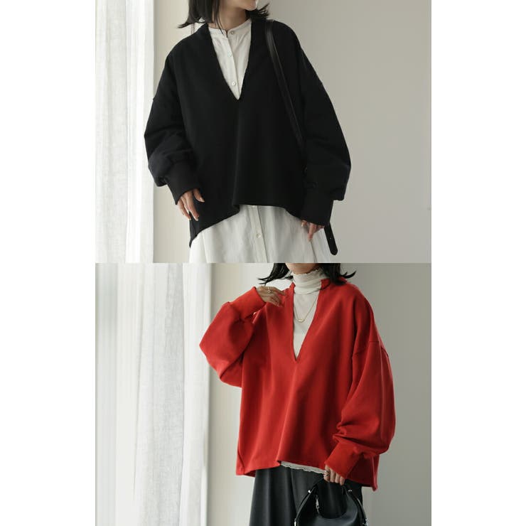 トップス スウェット 体型カバー レディース トレーナー レイヤード チュニッ | HUG.U | 詳細画像4 