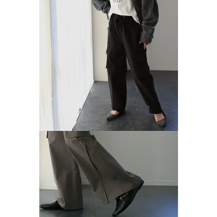 ワイドパンツ ボトムス ストレッチ テーパードパンツ バギー