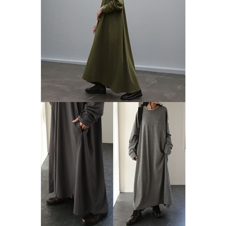 ワンピース レイヤード レディース カットソー 長袖 ワンピ リブ Tシャツワ | HUG.U | 詳細画像7 