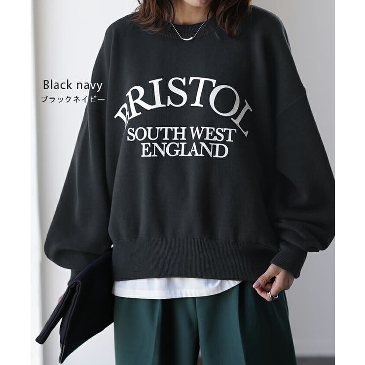 ニット チクチクしない ロゴニット 大人 クルーネック 薄手 レディース