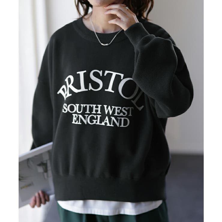 ニット チクチクしない ロゴニット 大人 クルーネック 薄手 レディース