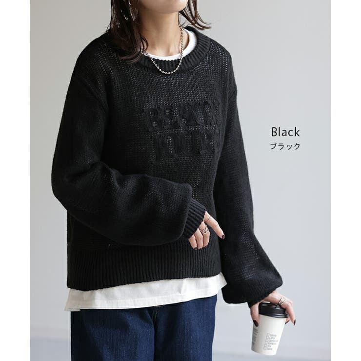 ニット セーター シアーロゴニットTOPS レディース ニット ロゴニット シアー[品番：HHHW0001788]｜HUG.U（ハグユー