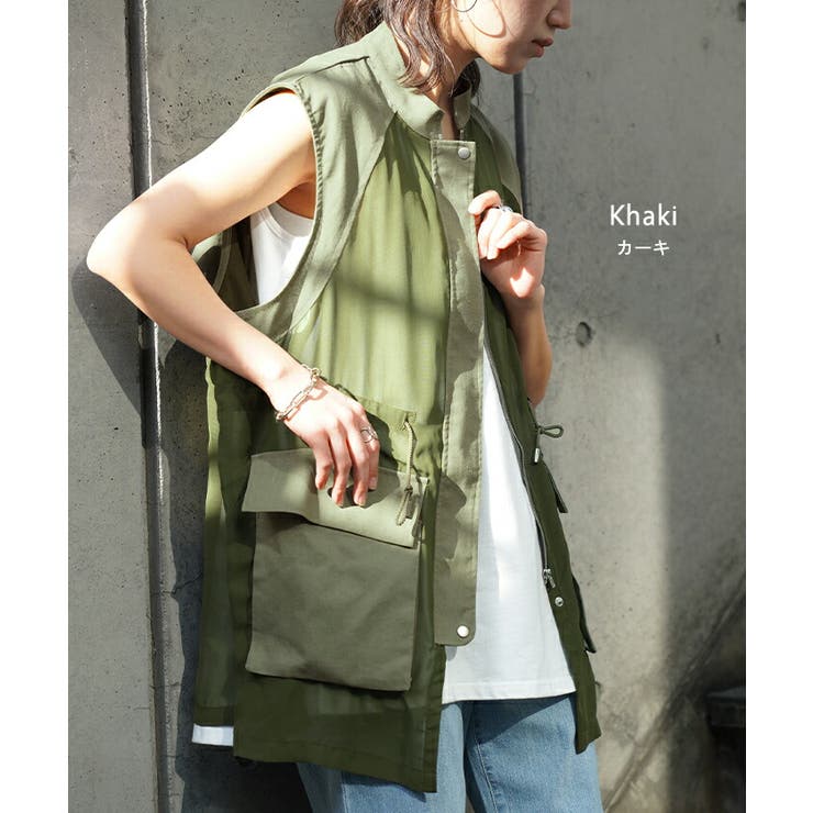 希少✨バーバリーブルーレーベル ミリタリー ロングベスト 2way ベージュ 希少✨バーバリーブルーレーベル ミリタリー ロングベスト 2way