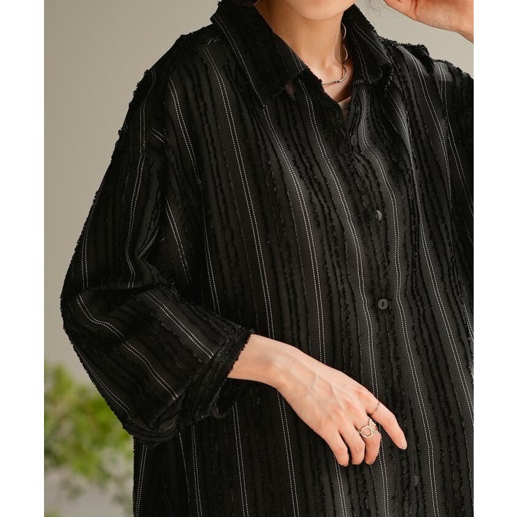 シャツ ストライプ フリンジ | HUG.U | 詳細画像3 