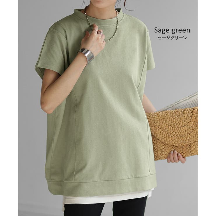 Tシャツ 半袖 モックネック[品番：HHHW0004288]｜HUG.U