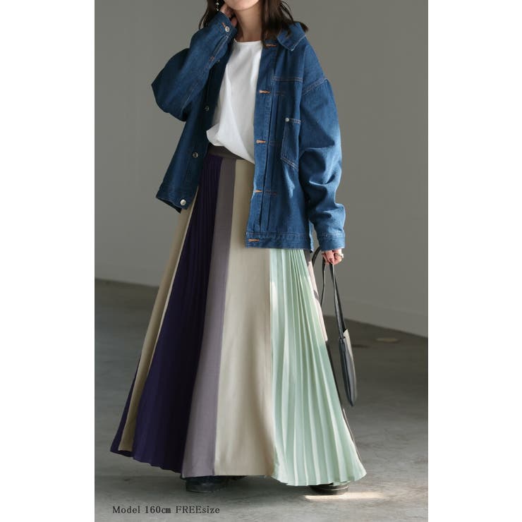 スカート 配色 プリーツ | HUG.U | 詳細画像4 